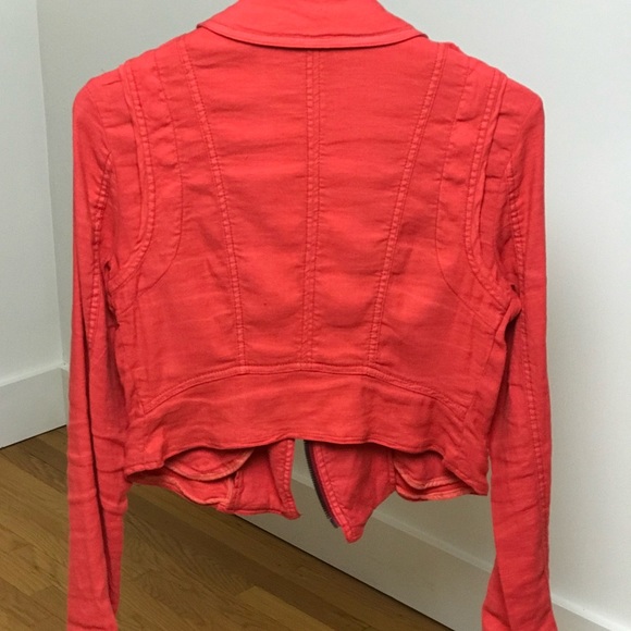 Free People Cropped Linen Jacket - Moto Style - Picture 2 of 6